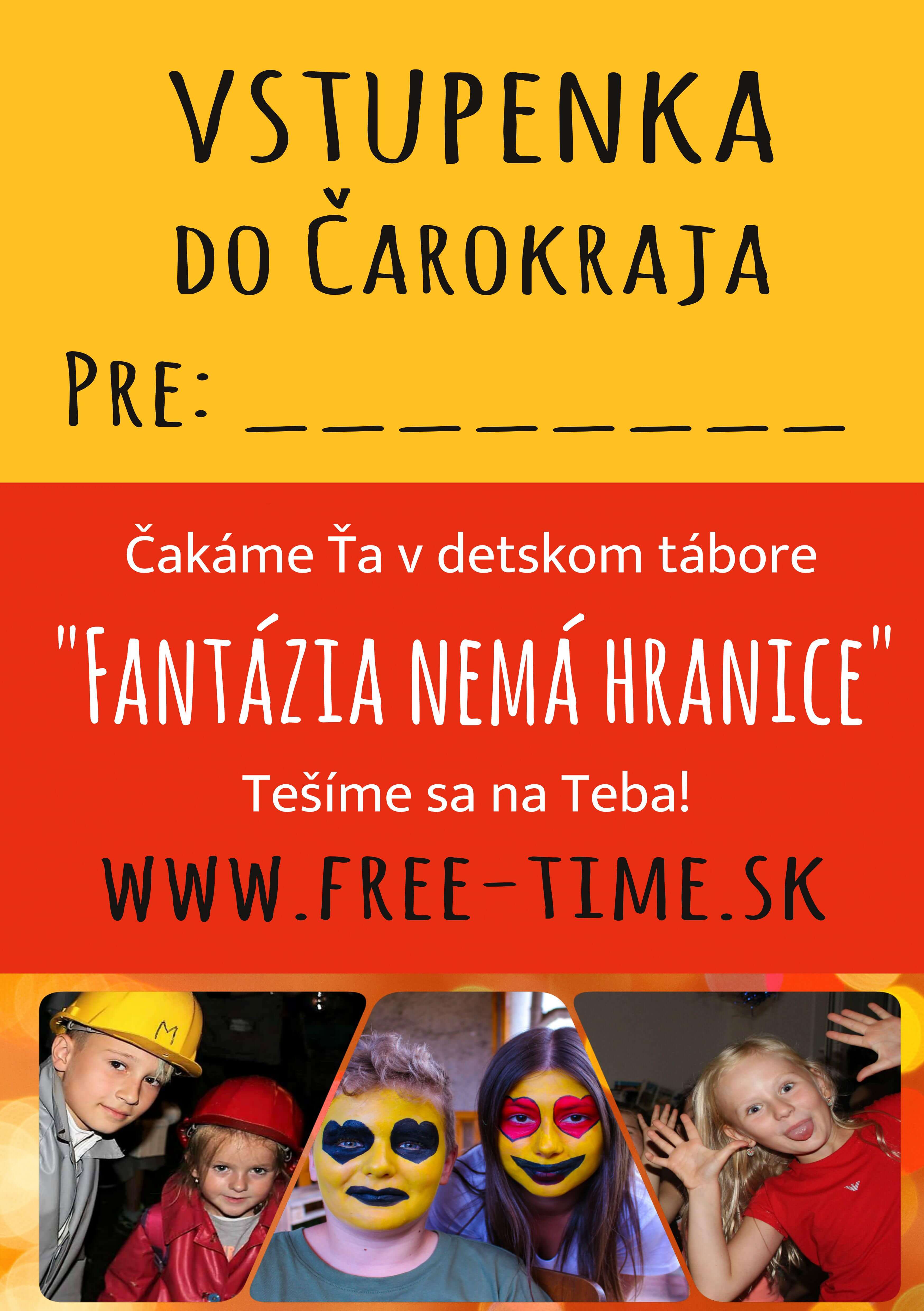 darčekový poukaz na detský tábor Fantázia 2019